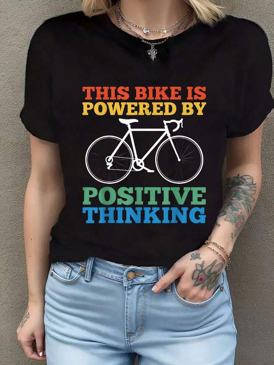 Camisetas divertidas con frase Amantes de la bicicleta para hombre y mujer, camisetas casuales de moda, camisetas de cuello redondo a para mujer. Camiseta de manga corta de algodón de 220 g, impresión por una cara - Negro - Ver 1