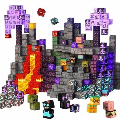 78-200 Stücke Magnetische Bauklötze Spiel-basiertes Bauen Magwonder Höhlen Welt mit Magnet Konstruktionsspielzeug MINT Sensorisches Geschenk für Jungen Mädchen Geburtstag