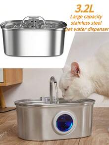 3.2L/0.85 加仑/108 盎司不锈钢宠物自动饮水器,带 LED 夜灯,适合所有尺寸的狗和猫,USB 供电(适配器、替换滤芯和水泵单独出售) - 彩色 - 查看 2