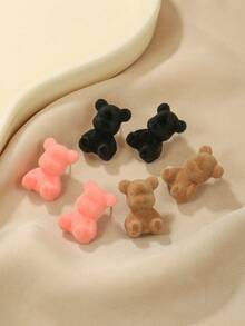 1 对复古奢华蝴蝶结植绒耳钉，独特时尚日常耳环礼物，适合女性情人节 - 彩色 - 查看 3