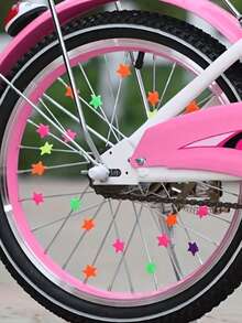 30/60 Stück bunte Fahrrad Speichen Perlen Plastikclips, universelle Fahrrad Rad Dekorationen, passend für die meisten Standard Fahrrad Speichen - Sternform, Farbverlauf - Verschiedenfarbig - Übersicht 3