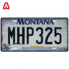 1pc 6x12inch Metal Tin Sign, Vintage American License Plate, Car Licenses Plate, Vintage Plaque Decor, Wall Art, Home Decor, Bar Decor, Room Wall Decor, House Art Decor, Garage Decor, Restaurant Decor, Perfect Gift For License Plate Collectors - Multicolor - View 10