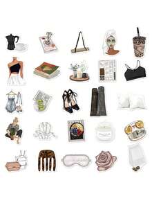 50 miếng dán Clean Girl dùng để dán túi đựng máy tính xách tay, ván trượt, đàn ghi-ta, sổ lưu niệm, đồ trang trí lớp học hoặc làm quà tặng cho bạn bè tốt. - Nhiều màu - Xem 9