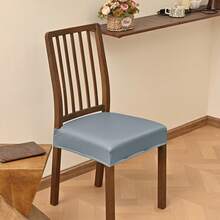 Fundas elásticas para asientos de sillas de comedor, suaves, impermeables, sólidas, para decoración del hogar - Gris - Ver 5