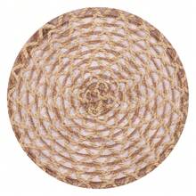 1/4/6/12pcs Bohemian Style Solid Color Woven Rope Round Placemats, Dining Table Decor, Home Party Decoration - Khaki - View 4