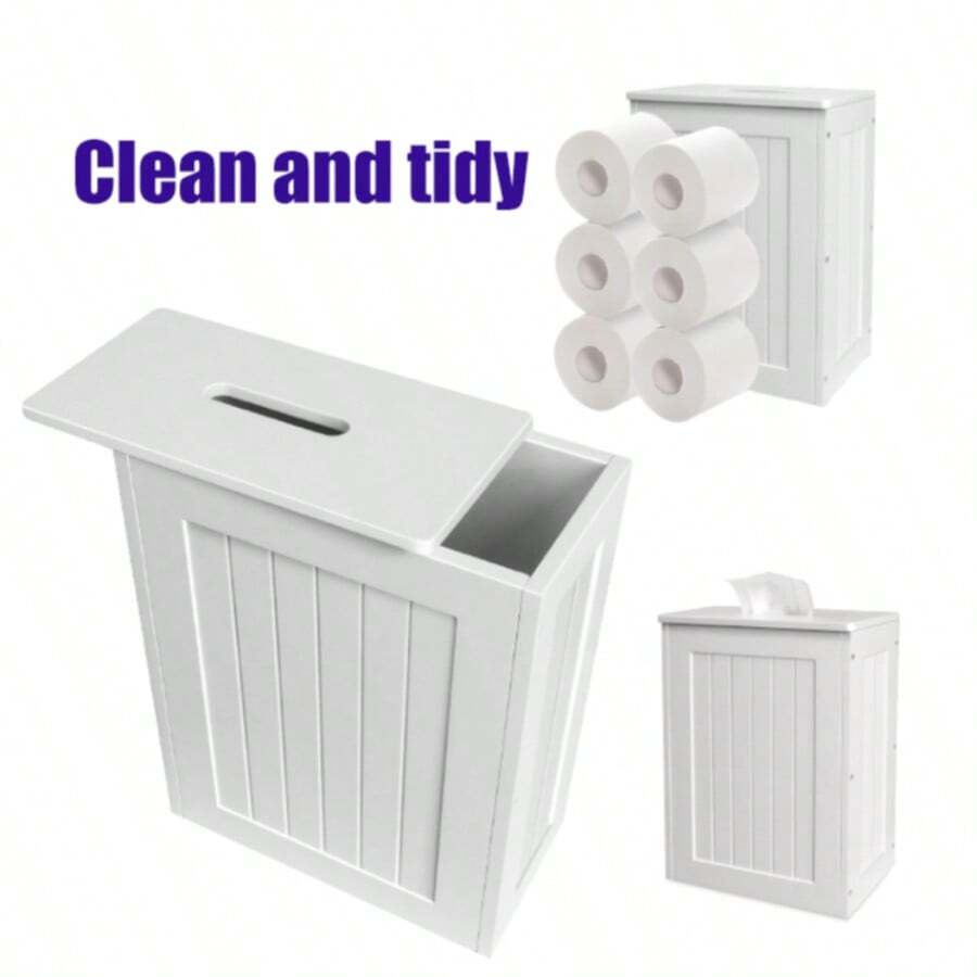 Royalswill Bathroom Storage Cabinet Ultra-Thin Design, Toilet Paper Storage Rack, Waterproof Wooden Storage Rack, Scandinavian Style Multifunctional Toilet Shelf - White-cabinet - View 1