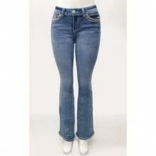 Women's Rhinestone Bootcut Jeans - 中等水洗藍 - 查看 3
