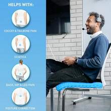 19.7" Gel Seat Cushion, Super Large & Thick Office Chair Cushion For Long Sitting - Back Hip Tailbone Pain Relief Cushion, Egg Seat Cushion Desk Chair Pads For Cars Wheelchair - Fits Up To 350 Lbs-222684 - 藍色XXL最大較厚 - 查看 5