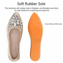 KUNWFNIX Womens Ballet Flats Shoes Comfortable Bowknot Pointy Toe On Wedding Flats Dress Flats Shoes For Women - Nơ ngọc trai vàng - Xem 4