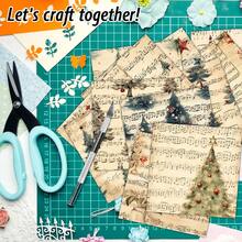 12 张复古圣诞乐谱剪贴簿纸 - DIY 工艺材料纸，用于剪贴簿、卡片制作、垃圾日记本和剪纸、装饰纸圣诞卡片纸 - 彩色 - 查看 4