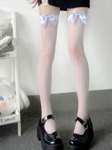 1 件/2 件性感内衣紧身裤心形蝴蝶结渔网袜朋克日本洛丽塔渔网紧身裤适合俱乐部、夜间外出、约会、表演、新婚之夜 - 性感长袜和紧身裤内衣 - 彩色 - 查看 14