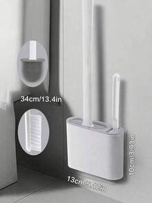 1-Piece Bathroom Two-In-One Toilet Brush Set With Stand, Silicone Cleaning Brush, Wall-Mounted Holder With Storage Box, Silicone Soft Brush Head, Long Handle Design, Multi-Functional Household Cleaning Combination,, Suitable For Bathroom And Toilet.