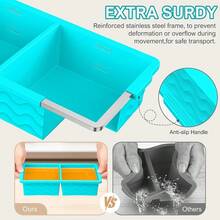 Silicone Freezer Tray For Soup With Lid - 2 Cup Soup Freezer Container Molds - Extra Large Ice Cube Tray - Silicone Freezer Food Molds For Freezing & Storing Soup, Sauce, Broth, Leftovers (2 Pack)-167239 - AquaBlue - Xem 5