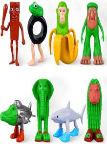 1/8/16/24 件 TungTungTungSahur 意大利互联网病毒脑腐生物模型雕像 TraalaleroTralala BombardiroCrocodilo，桌面装饰/恶作剧收藏家套装（有趣的小雕像） - 彩色 - 查看 8