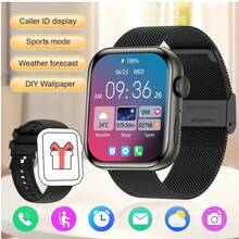 2025 新款时尚女士智能手表，1.83 英寸（4.6 厘米）显示屏，具有无线通话、消息推送、NFC 访问、天气、远程摄影、自定义表盘、音乐控制男士智能手表、多种锻炼模式、心率/血压/睡眠健康监测，兼容 Android 和 iOS，情人节礼物。 - 黑色網狀鋼 - 查看 11