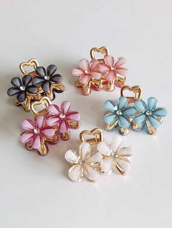 1pc Korean Niche Camellia Princess Head Grab Clip Female Hairpin Bangs Compact Exquisite Small Size Hair Card Temperament Elegant Mini Side Small Clip Headwear