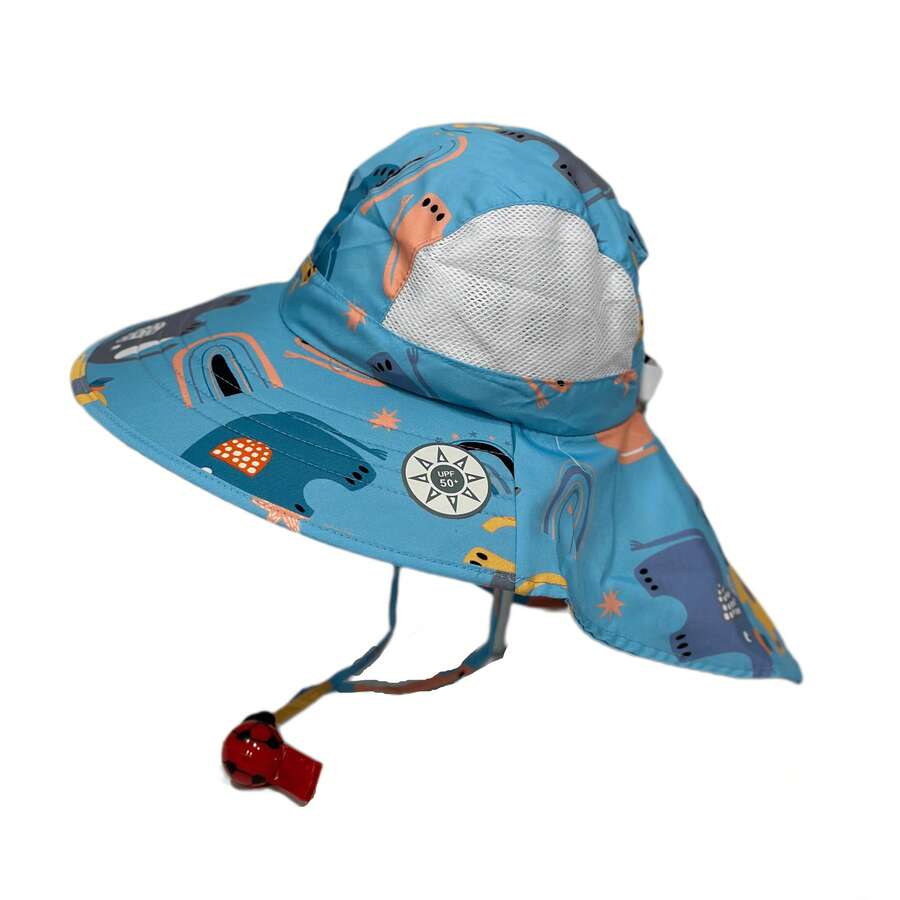 Kids Bucket Hat Children's Sun Protection Beach Visor Hat With Large Brim 3 To 8 Years Old UV50+ Sun Protection - 藍色 - 查看 1