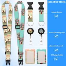 2 Pack Art Sunflower Lanyards For ID Badges,Adjustable Lanyard With Retractable Badge Reel And ID Badge Holder For Ship Card Holder & Cruise Essentials,Funny Work Badge For Men And Women-692488