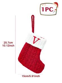 1Pc Knitted Letter Christmas Socks, Christmas Alphabet Knit Stockings, Mini Christmas Socks With Embroidered Letters, Merry Christmas Decorative Socks, Xmas Decor, Christmas Decorations For Home, Christmas Ornaments, Christmas Tree Decorations, Christmas Theme Dress Up Home Decor Christmas Decorations Room Decor Winter Christmas Decorations Home Christmas Gifts