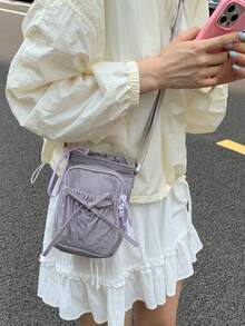 Peach Tree 女士水桶包单肩包斜挎包水壶包运动骑行包夜跑包购物包通勤必备化妆包抽绳设计手机包，时尚多色包包，送给女朋友的礼物 - 彩色 - 查看 5