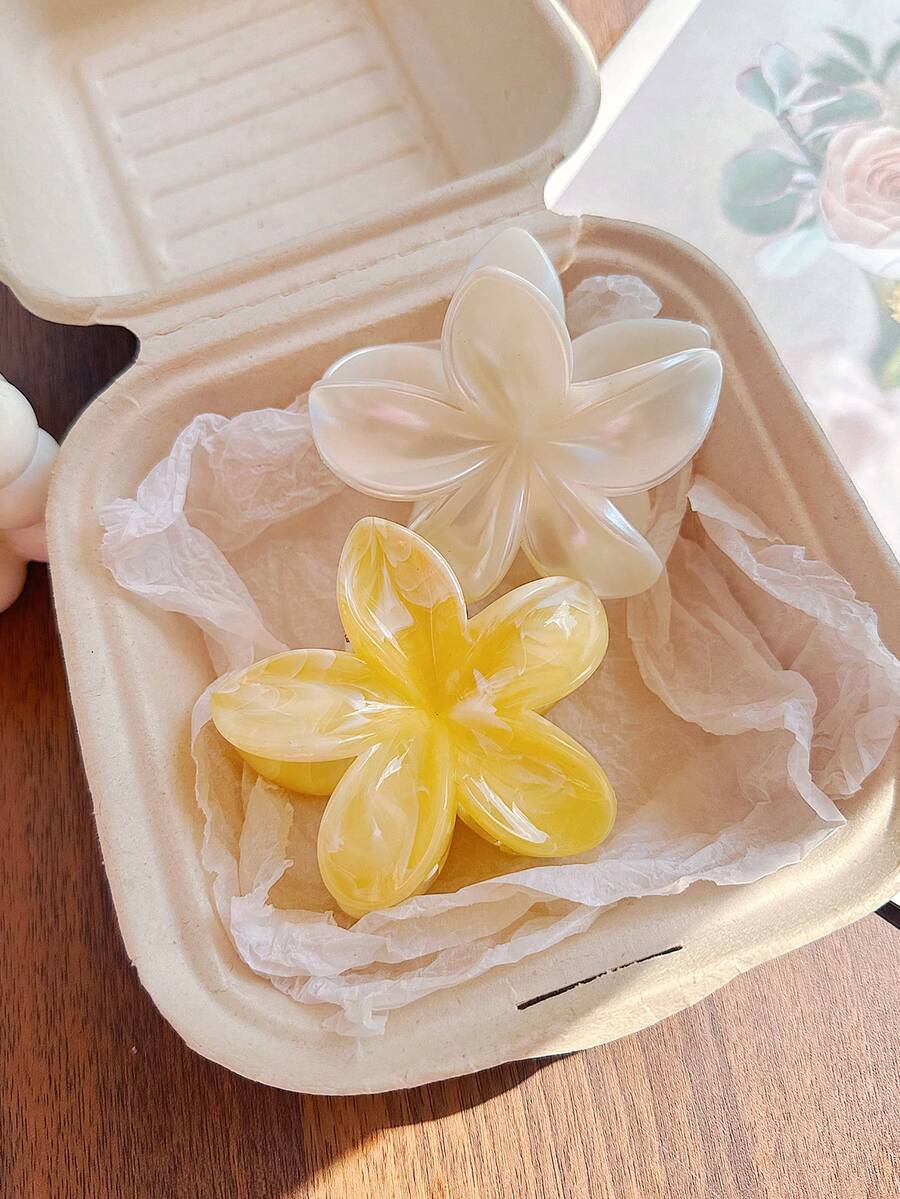 2 件/1 件优雅亚克力花朵大发爪夹,精致个性化发髻装饰夹,百搭休闲花卉发饰,甜美清新头饰适合日常佩戴秋季配饰秋季发夹花卉发夹冬季配饰适合度假装扮女士 - 彩色 - 查看 1