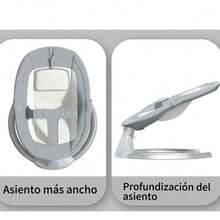Mecedora eléctrica para bebés con mosquitera y música, mecedora relajante para niños, libera las manos de mamá - Gris - Ver 5