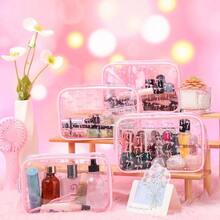 Kacctyen 24 Pcs Pink Bow Cosmetic Bag Coquette Preppy PVC Makeup Bag Bulk Zippered Travel Toiletry Pouch Gift For Women Birthday Party Favor Organizer - 粉色 - 查看 4