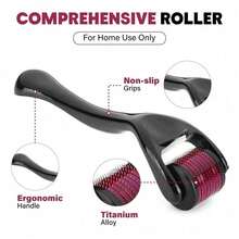 1pc Derma Roller Micro Needles Titanium Mezoroller Microneedle Roller For Face Skin Care Hair Loss Treatment - 黑色 - 查看 3
