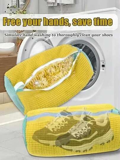 1 Túi giặt giày bền 360° cho mọi loại giày - Chống biến dạng, Có thể giặt bằng máy, Phơi khô tự nhiên, Túi giặt bảo vệ có lớp lông cừu dày bên trong, Hoàn hảo cho giày thể thao và giày thường ngày,