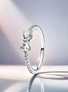 1 件 925 纯银时尚白色蝴蝶结戒指，适合女士，复古手指配饰，日常服装搭配珠宝装饰，可作为礼物