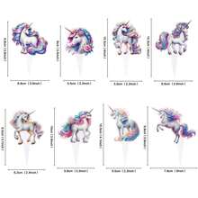 8 Peças Toppers de Bolo com Tema de Cavalo e Unicórnio, Decorações de Bolo Impressas Criativamente com "Sucesso" para Festa de Aniversário