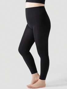 1pc Women Plus Size Fashionable Sheer & Stretchy 7/8 Leggings Tight Pants