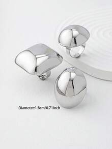 3 件银色球形设计粗戒指套装，适合女士，时尚几何超大个性戒指首饰，适合日常佩戴、派对 - 銀色 - 查看 3