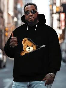 1 件男士时尚宽松休闲连帽运动衫，适合运动和户外穿着，长袖 - 彩色 - 查看 2