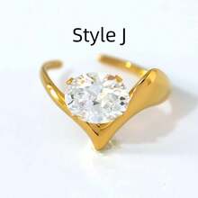 1 chiếc nhẫn Zirconia hình học độc đáo bằng thép không gỉ 18K, kiểu dáng nữ, thích hợp cho hẹn hò, kỷ niệm và các dịp đặc biệt khác, món quà trang sức tinh tế dành cho phái nữ. - Nhiều màu - Xem 3