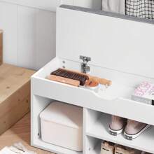 SoBuy FSR45-HG, Hallway Shoe Rack Shoe Cabinet Shoe Bench With Lift Up Bench Top And Seat Cushion, White
