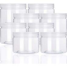 Rocutus 12oz Clear Plastic Storage Jars Containers8 Pack Refillable WideMouth Plastic Slime Containers For Beauty Products Kitchen And Household Storage  12 OZ - Clear - View 1