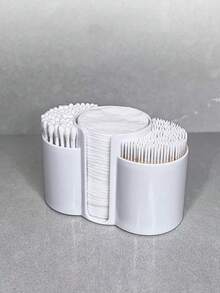 Qtip Holder Dispenser, 3-Compartment Swab Holder, Bathroom Storage Jar, Makeup Pad Organizer For Bathroom Vanity Top Storage - Multicolor - View 9