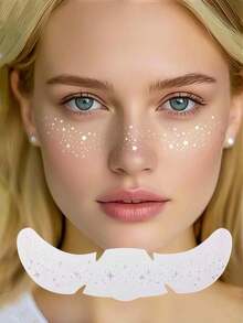 6 Sheets Glitter Freckles Holographic Stickers Heart Freckle Tattoos Glitter Stickers Waterproof Temp Tattoos With Glittery Star Heart Dot Pattern For Adults Accessories For Party Festival Daily Makeup - 銀色 - 查看 8
