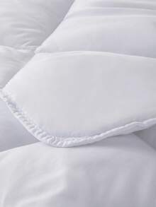 Double Duvet Quilt Insert - King Queen Size Quilted White All Seasons Alternative Filling - Corner Strip Microfiber Bed Quilt Machine Washable