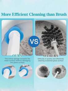 1套一次性马桶刷（1个刷头+1个底座+24个替换头），3色海绵替换头套装，无死角，适合清洁马桶和家庭使用 - 灰色 - 查看 5