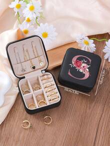 1 件花卉首字母首饰盒、A-Z PU 皮革白色便携式旅行首饰盒、蓝色首饰收纳盒、黑色迷你便携式拉链首饰盒、项链、戒指吊坠、手链、耳环收纳盒、首饰包装盒，适用于母亲的礼物、结婚礼物、伴娘礼物、周年纪念礼物、圣诞礼物和女朋友的精品礼物。 - 彩色 - 查看 36