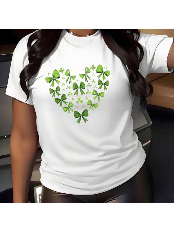 St. Patrick's Day Love Print T-Shirt For Men And Women Round Neck Cotton Short-Sleeved Sports T-Shirt For All Seasons
