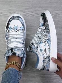 秋冬女士休闲鞋、时尚运动鞋、街头风格小白鞋、轻便滑板鞋 - 彩色 - 查看 2