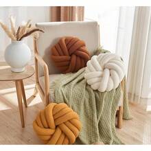 White 11.8 Inches Round Throw Pillow, Modern Ball Shaped, Decorative Pillow Couch, Sofa, Bedroom - Yellow Ball - 查看 2
