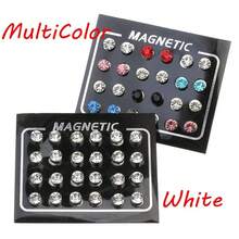 Magnetic Fake Earring Studs No Piercing Crystal Round Shape Men/Women Stimulating Acupoints 3/4/5/6/7MM 12 Pairs/Set - Multicolor - View 6