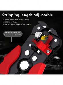 HALMAN 1 pieza Pelacables automático de electricista, multifuncional con rango de pelado de cables de 24-10AWG/0,2-6mm², para pelar, encintar, cortar cables rápidamente, adecuado para ingeniería eléctrica, instalación doméstica o mantenimiento de electrodomésticos, también llamado pelacables, cortador de cable - Rojo - Ver 7