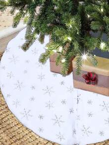 1 buc Fustă de brad de Crăciun din pluș cu paiete, fulg de zăpadă argintiu, covor de Crăciun, decor de Crăciun vesel, covor de Crăciun, decorațiuni pentru brad de Crăciun, ornamente pentru brad de Crăciun, decorațiuni de Crăciun pentru casă, pernă de bază pentru brad de Crăciun, cadouri de Crăciun, decor pentru cameră de Crăciun, Ajunul Crăciunului, decor, cadouri pentru petreceri, decorațiuni de Anul Nou 2026