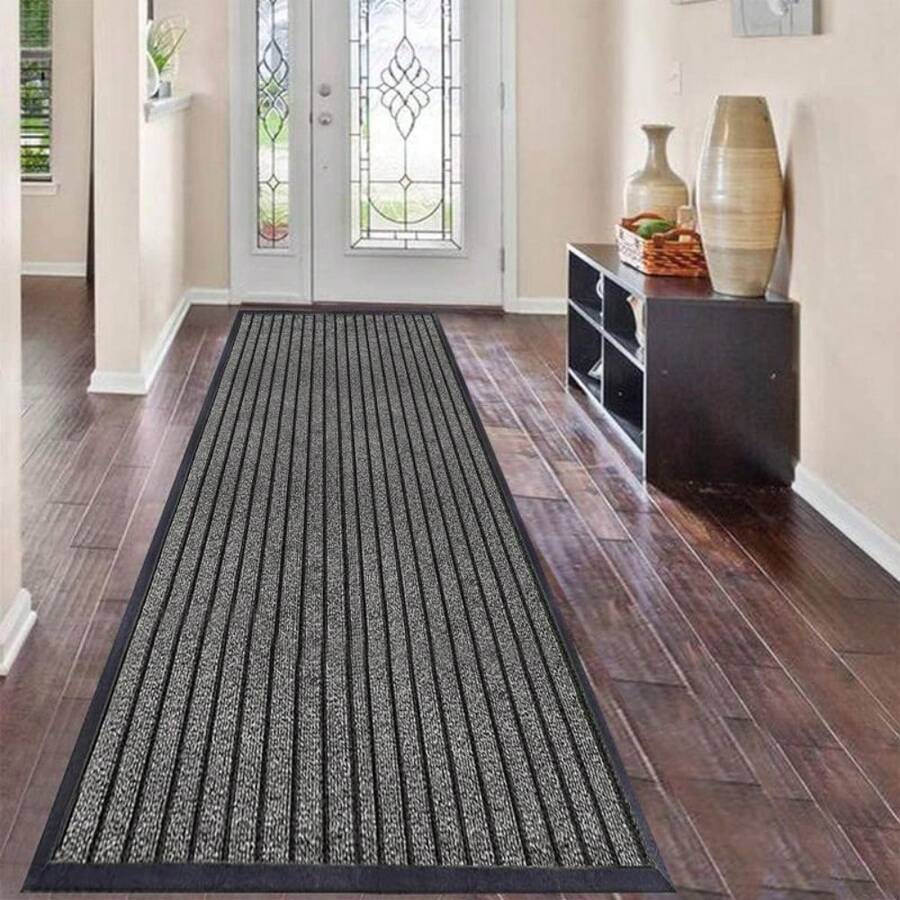 Door Mat Indoor & Outdoor - Strong PVC Rubber Backed | Anti-Slip Washable, Dirt Trapper For Hallways Kitchen - 酒紅色 - 查看 1