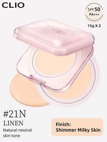 Clio K-Beauty KILL COVER MESH GLOW ESSENTIAL CUSHION FOUNDATION SET,15g*2 [Refill Included] , SPF50+ PA++++, Flawless Glass Skin, Glowy Skin Makeup, Moisturizing & Hydrating, No Powder Feeling, Lightweight, Buildable Coverage, ,Korean Makeup - 21N LINEN - View 3